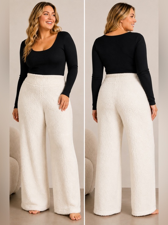 SKIMS Pants - SKIMS Cozy Knit Wide Leg Lounge Pants Ivory 4X/5X NWT
